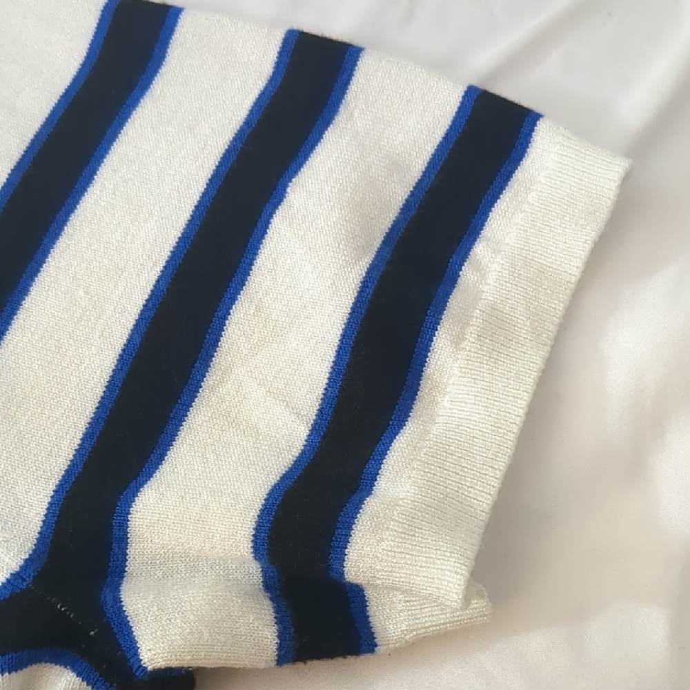 Lane Bryant White and Blue Boxy Short Sleeve Sweater Size 16 - Picture 4 of 5